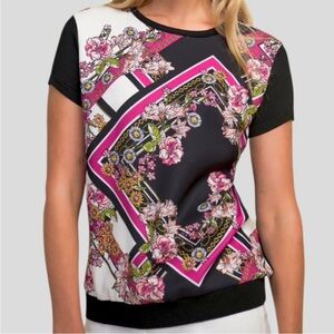 NWOT Joseph Ribkoff Floral / Chain S/S
Sweater Top Size Small Retail $143.00